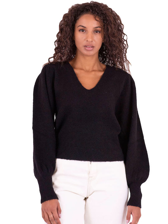 Liu Jo Women's Long Sleeve Sweater with V Neckline Black