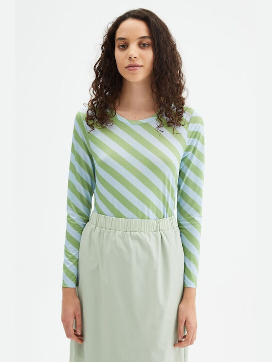 Compania Fantastica Women's Blouse Long Sleeve Striped Green