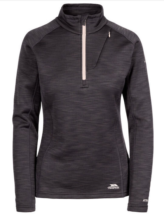 Trespass Women's Athletic Fleece Blouse Long Sleeve with Zipper Black