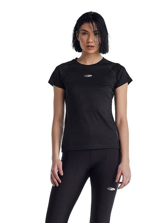 Blue Hunter Damen Sportlich T-shirt Schnell trocknend Schwarz