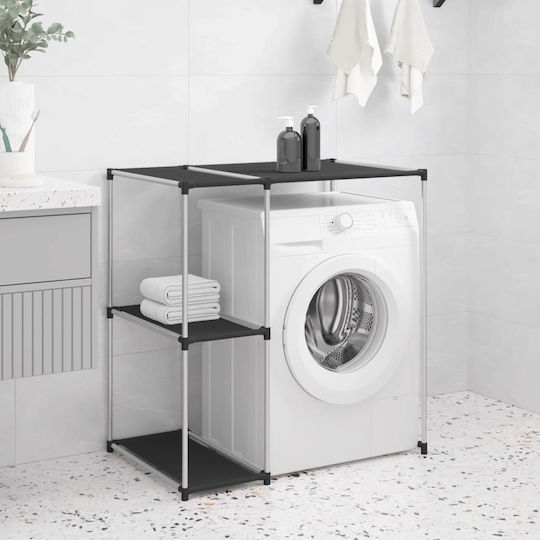 vidaXL An der Wand montiert Badezimmerregal Metallisch mit 2 Regalböden 87x55x90.5cm Schwarz