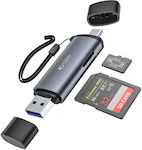 Tech-Protect Ultraboost Cititor de Carduri USB 3.0 Tip-C pentru /S/D/ /m/i/c/r/o/S/D/ / / / / Gri