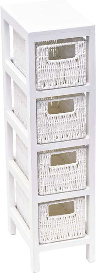 Eurocasa 9879 Floor Bathroom Shelf Wooden with 4 Shelves 17x24x65cm White