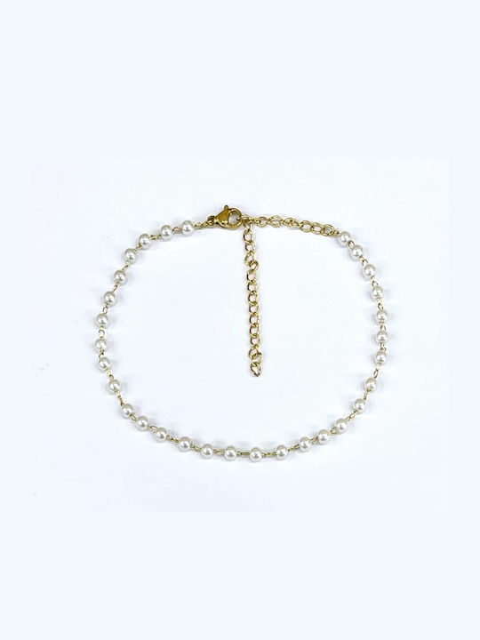 Kostibas Fashion Bracelet Anklet Chain made of Steel with Pearls