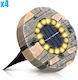 Set of 4 Stake Solar Lights 0.4W Warm White with Photocell IP65 14cmx12cmcm