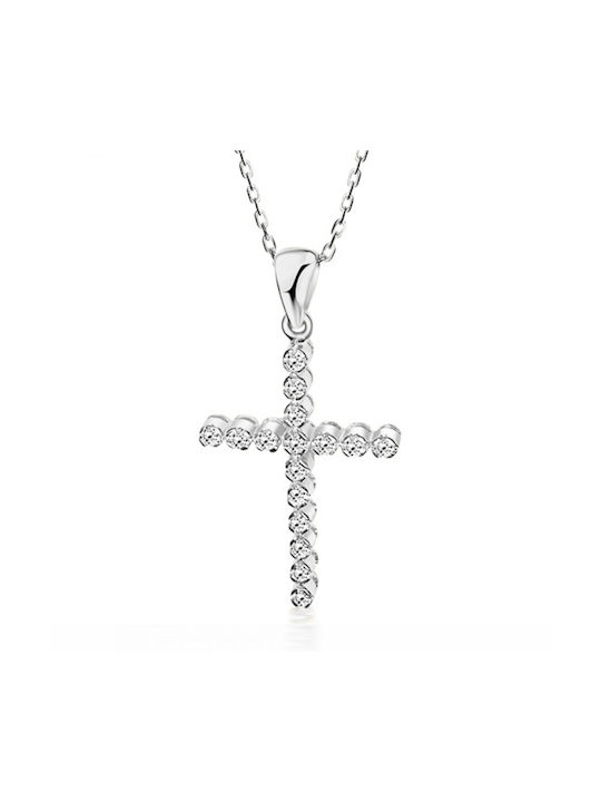 Chrilia Weißgold Kreuz 18K mit Kette