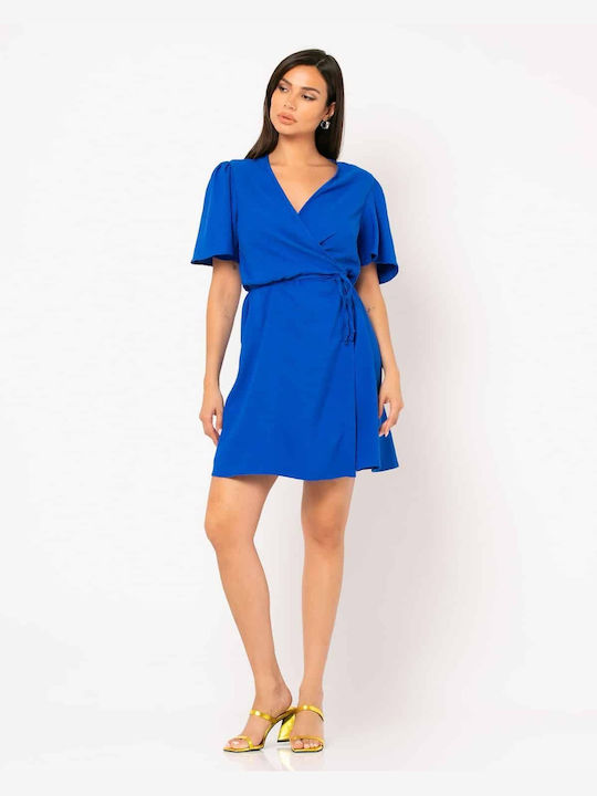 Noobass Summer Mini Dress Wrap Blue