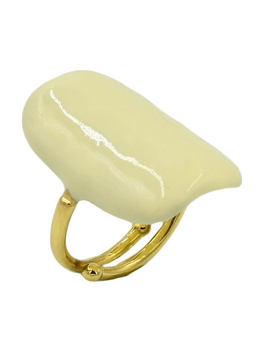 Poco Loco Damen Ring mit Emaille aus Silber Vergoldet