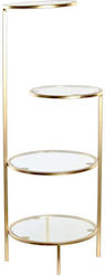 Floor Glass / Metal Shelf Gold 32.5x30x86cm
