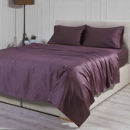 Cannon Bettlaken für Einzelbett mit Gummiband 100x200+40cm. Imperial Dobby Lila