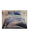 National Geographic Bettbezug-Set Baumwolle Übergröße mit 2 Kissenbezügen & 1 Bettlaken 240x260 Hai Blau