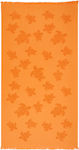 Vilebrequin Beach Turtles Beach Towel Cotton Terracotta Orange with Fringes 180x100cm.