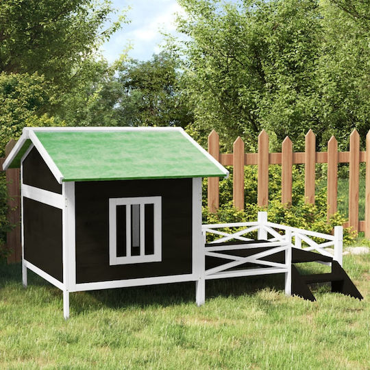 vidaXL Къщичка за Куче Дърво За Външно Ползване Сив 159x120x88.5см