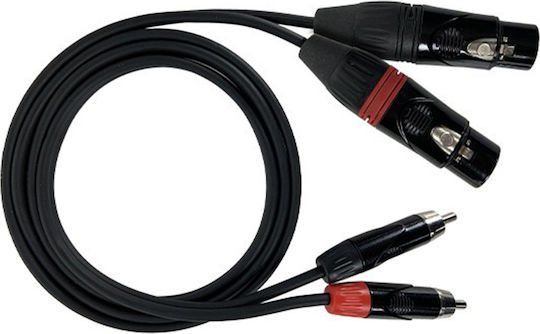 ZZiPP Cable 2 x XLR female - 2 x RCA male Μαύρο 3m DZZF300