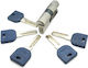 Metalor Lock Cylinder Security 65mm (30-35) with 5 Keys Silver