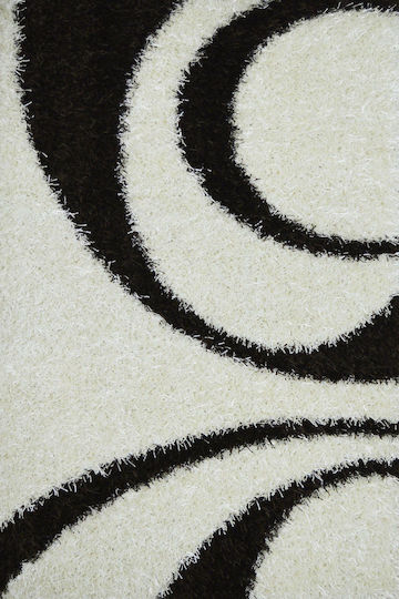 Sprintzio Teppich Rechteckig Zottelig Synthetisch,Polyester/Cotton/Leather Weiß