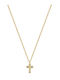 Sava Jewellery Γυναικείος Σταυρός από Επιχρυσωμένο Ασήμι με Αλυσίδα