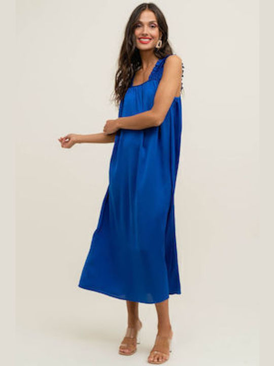 Rut & Circle Sommer Midi Kleid Blau