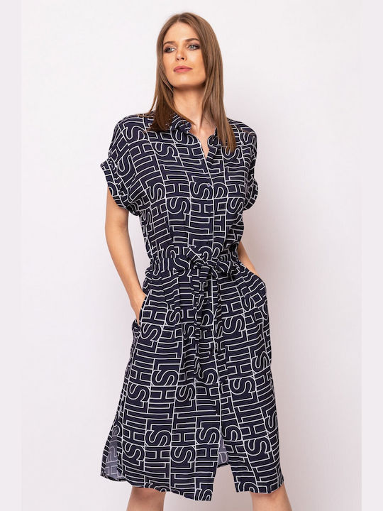 Heavy Tools Summer Midi Shirt Dress Dress Blue