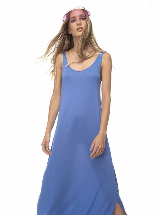 Raffaella Collection Sommer Maxi Kleid mit Schlitz Blau