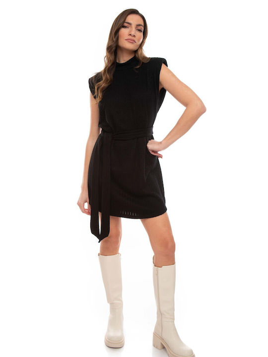 Raffaella Collection Mini Φόρεμα Πλεκτό Μαύρο