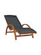 Deckchair Wooden with Cushion Gray 182.5x74x90cm.