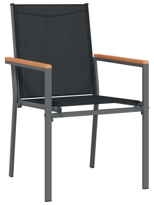 Καρέκλα Εξωτερικού Χώρου Μεταλλική Μαύρη 2τμχ 55x61.5x90εκ.