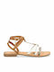 Women's Flat Sandals with Strap in Brown Color