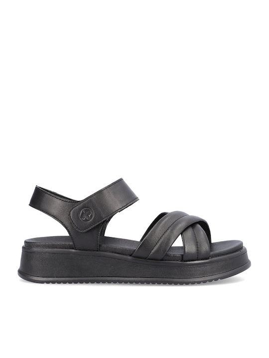 Leather Women's Flat Sandals Navy Blue