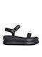 Women's Flat Sandals with Strap Flatforms in Black Color