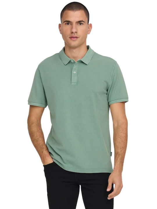 Only & Sons Bluza Bărbătească cu Mânecă Scurtă Polo Verde