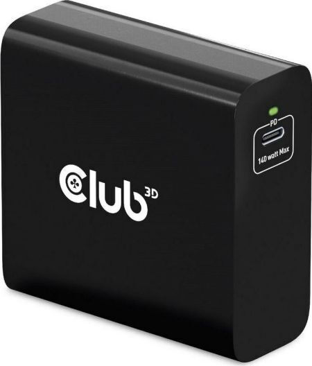 Club3D Ladegerät ohne Kabel GaN mit USB-C Anschluss 140W Stromlieferung Schwarzs (CAC-1914EU)