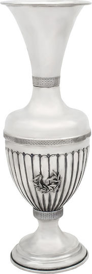 Savvas Design Διακοσμητικό Βάζο Ασημένιο Ασημί Φ7.5xΥ22cm