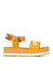 Leather Women's Flat Sandals Sporty Yellow