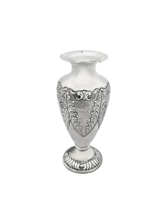 Savvas Design Διακοσμητικό Βάζο Ασημένιο Ασημί Φ8.5xΥ23cm