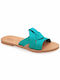 Leather Women's Flat Sandals Turquoise