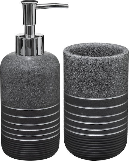 PanOikos PanOikos Ceramic Bathroom Accessory Set Gray 2 Pieces