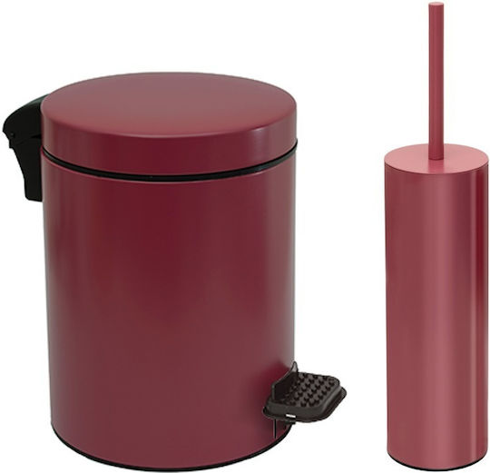 Pam & Co Metallic Toilet Brush and Basket Set 3lt Red