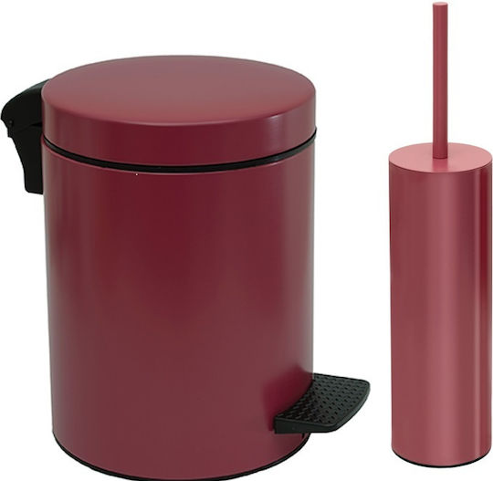 Pam & Co Plastic Toilet Brush and Basket Set Soft Close 5lt Red