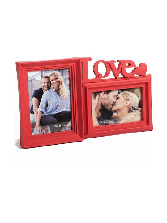 2 Multi Frames 2 Photos Plastic with Red Frame