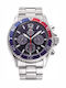 Orient Ανδρικό Ρολόι 42.8mm Χρονογράφος Solar με Ασημί Μεταλλικό Μπρασελέ