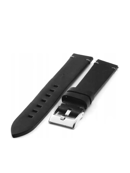 Diloy Straps Δερμάτινο Λουράκι Μαύρο 22mm