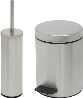 Inox Σετ Πιγκάλ και Καλαθάκι Μπάνιου 5lt Ασημί