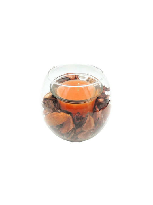 Gala Candle Holder Glass in Orange Color 6x6cm 1pcs