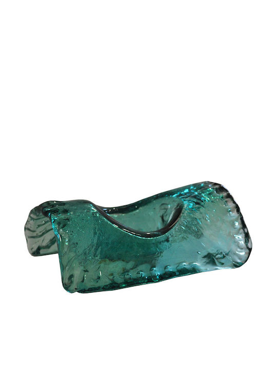 Candle Holder suitable for Tealights Glass in Blue Color 15x10x5.5cm 1pcs