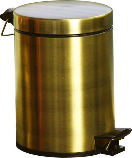 Bronze Art Μεταλλικό Καλαθάκι Μπάνιου Soft Close 5lt Χρυσό