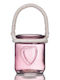 Palma Emporio Kerzenhalter geeignet für Teelichter Glas in Rosa Farbe 6x6x7cm 1Stück