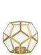 Palma Emporio Candle Holder suitable for Tealights Glass in Gold Color 14x14x12cm 1pcs