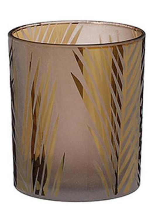 Mica Candle Holder suitable for Tealights Glass in Brown Color 9x9x10cm 1pcs