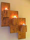 Garkost Creations Gardikiotis Candle Holder suitable for Tealights Wooden 3 Seats in Brown Color 45x10x30cm 1pcs